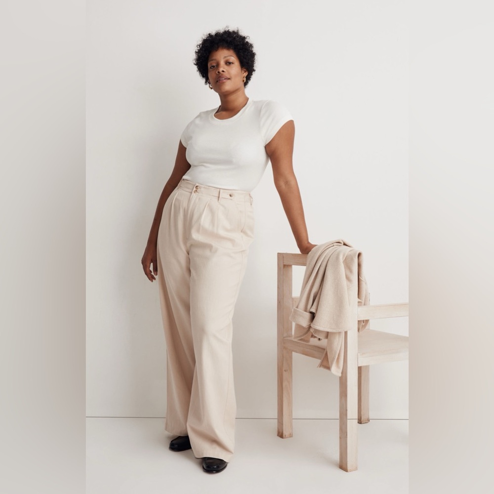 Madewell High Rise Wide Leg Trousers in Moonstone Cream